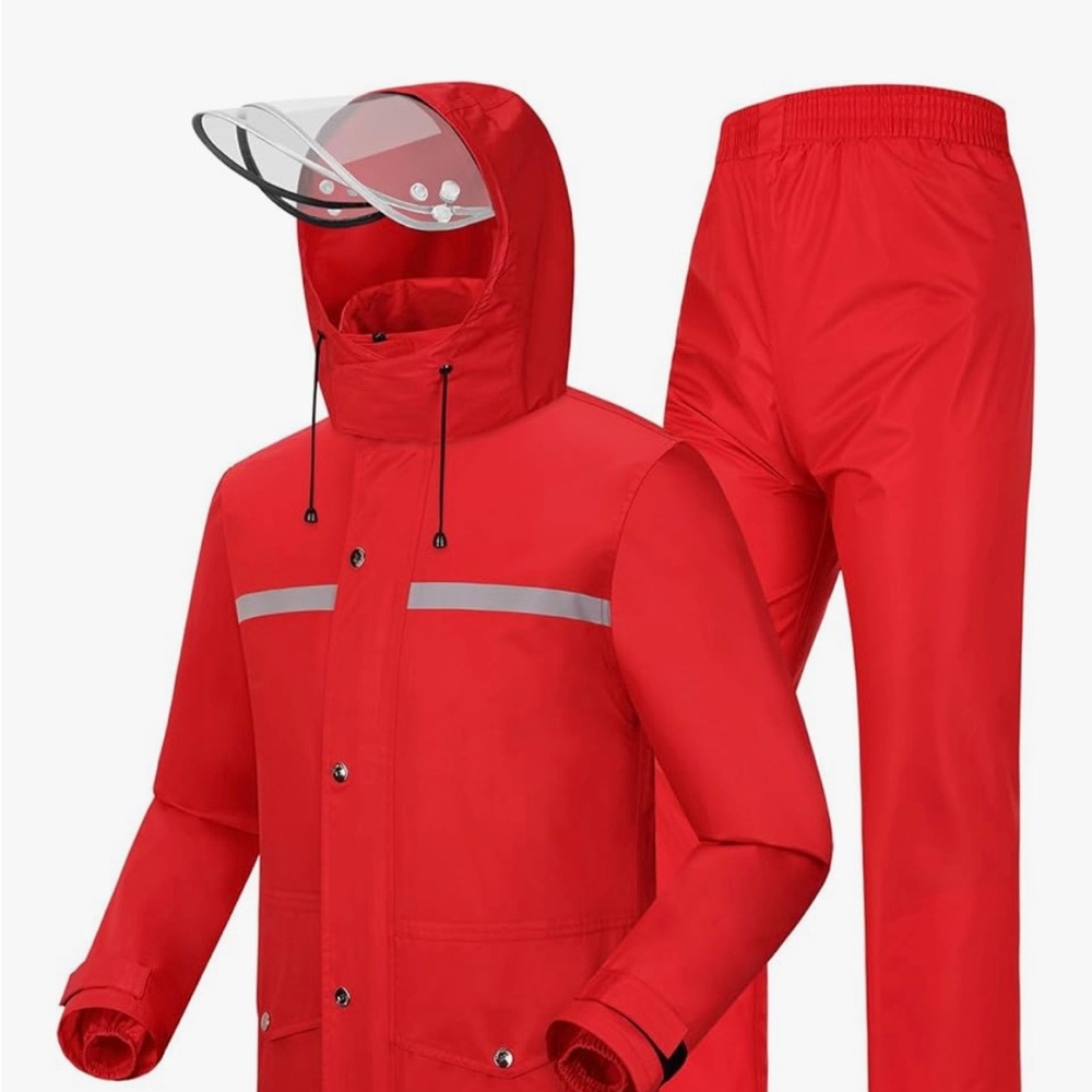 Men's Red Waterproof Jacket and Pants Set